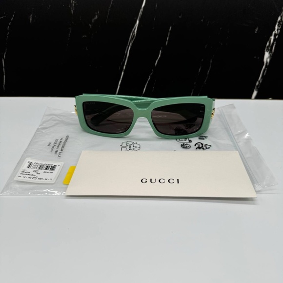 NEW GG1403S 004 GUCCI GREEN GREY SQUARE WOMEN GUCCI SUNGLASSES - Picture 9 of 10